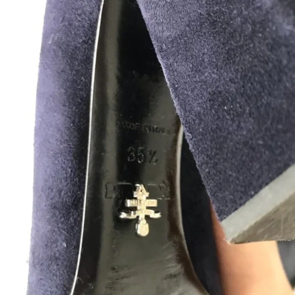 PRADA CALZATURE DONNA BLUE SUEDE PUMPS 35.5 - Picture 3 of 10